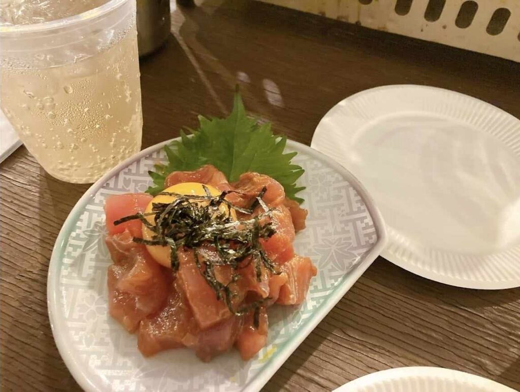 japanese yukke, raw egg on raw fish.